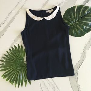 Loft Navy Peter Pan Collar Blouse